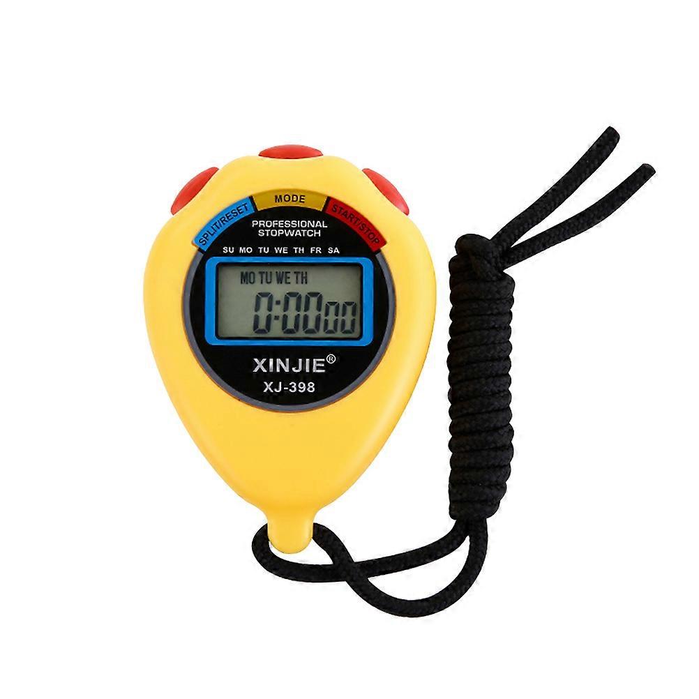 Yellow Electronic Stopwatch with Two Tracks for Sports Timing and Referee Use Made of Plastic