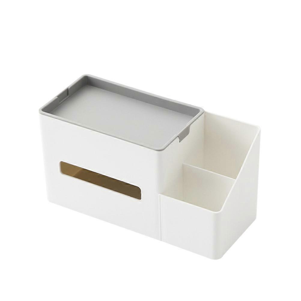 Multifunctional Desktop Organizer 1 Set Plastic Tissue Paper Box Storage Container for Home Living Room Grey