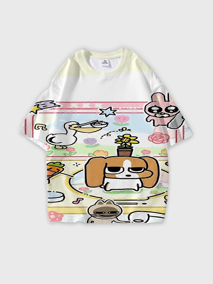 T-shirt short sleeve round neck summer casual loose D3274