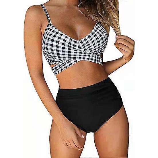 2Pcs/Set Printing Swimsuit Split Type Leopard Front Cross Bikini Set Beach