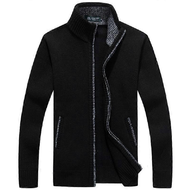 Vinter Tjock Mäns Stickad Tröja Kappa Långärmad Cardigan Fleece Full Zip Man Orsak Plus Size Kläder För Höst