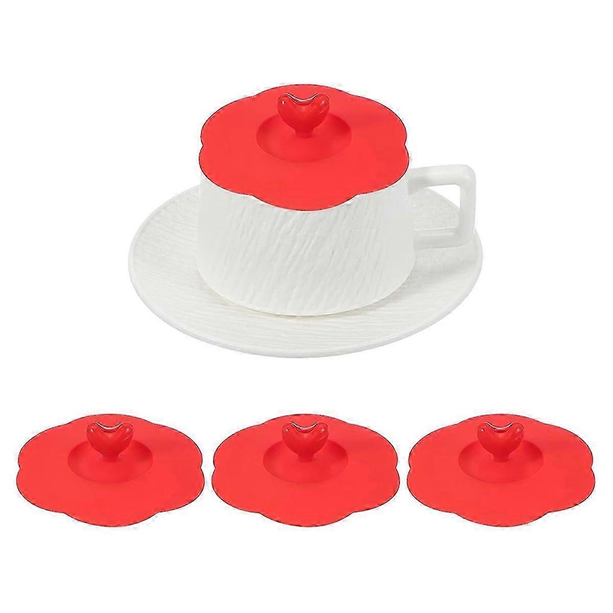 3Pcs Silicone Cup Covers, 4inch Heart Universal Cup Lids