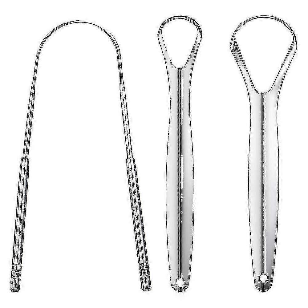 3個の金属舌スクレーパー - 大人と子供のためのステンレス鋼の舌スクレーパー - Quan