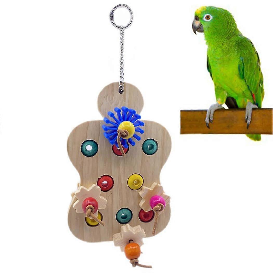Parakeet Chew Toy Hanging Wooden Interactive Natural Cage Toy For Birds