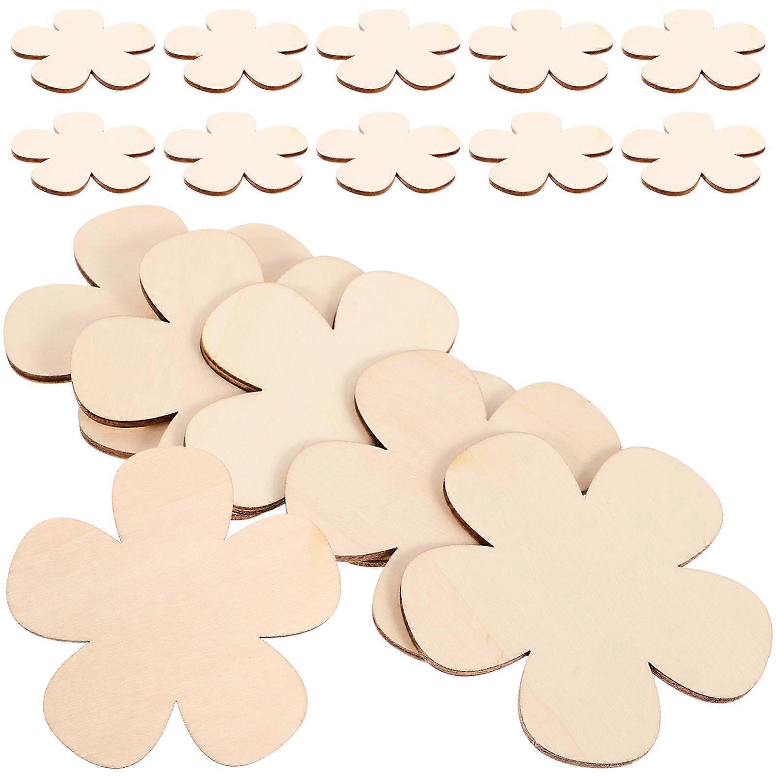 Wooden Love Flower Craft 60Pcs Unfinished Flower Shape Pieces For DIY Projects In Rustic Style Perfect For Seasonal Decor