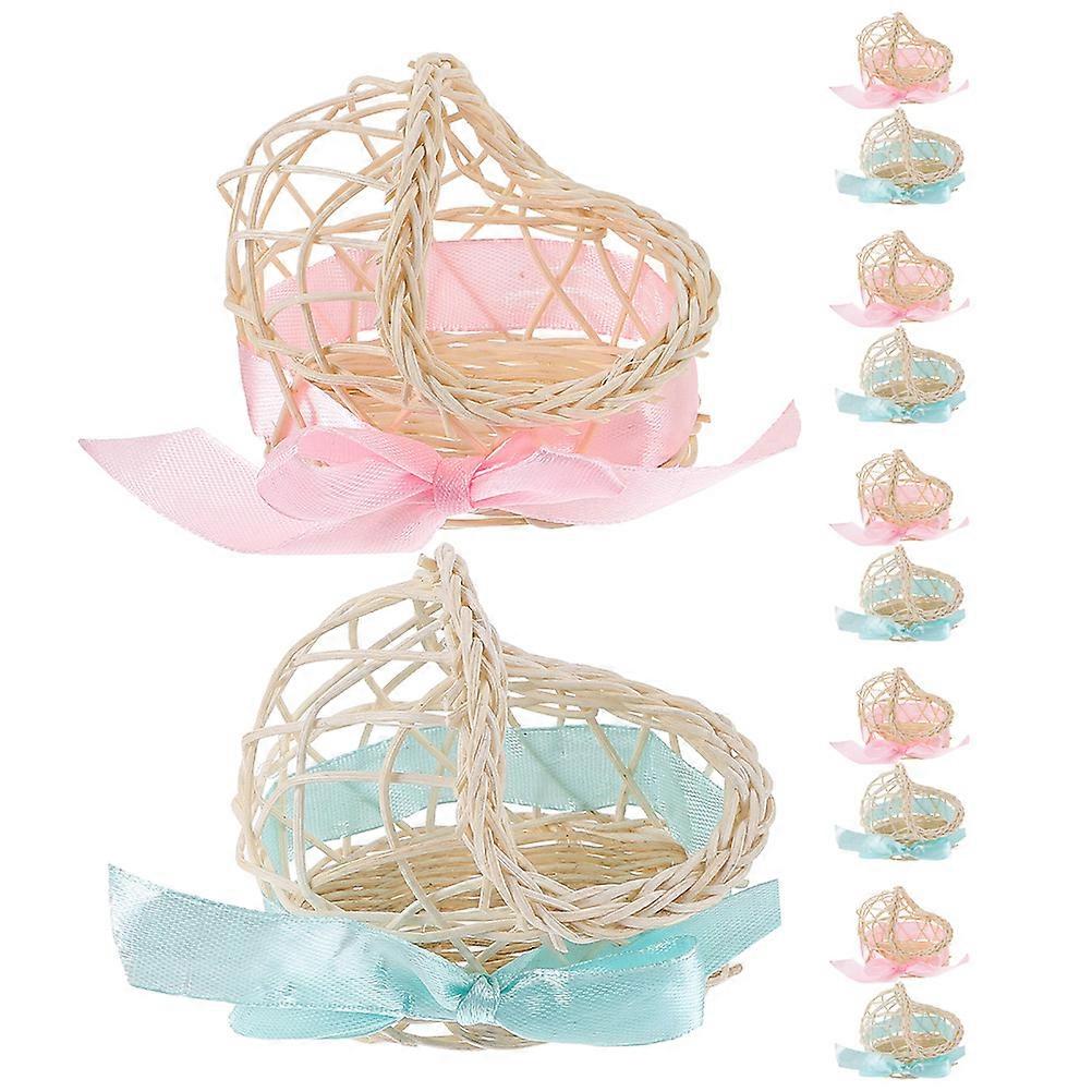 Woven Flower Basket with Handle for Storage Made from Rattan in Assorted Color Small Size 12pcs