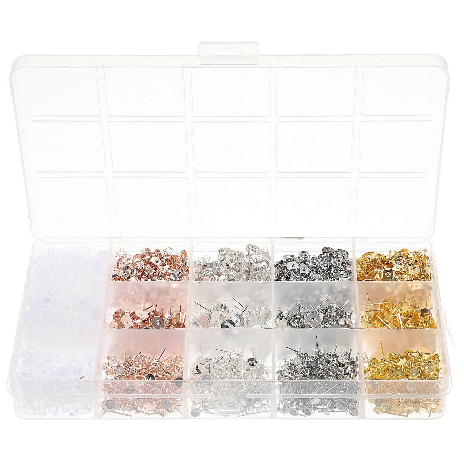 1 Box of Earring DIY Posts Handmade Materials Kit for Flat Back Earrings