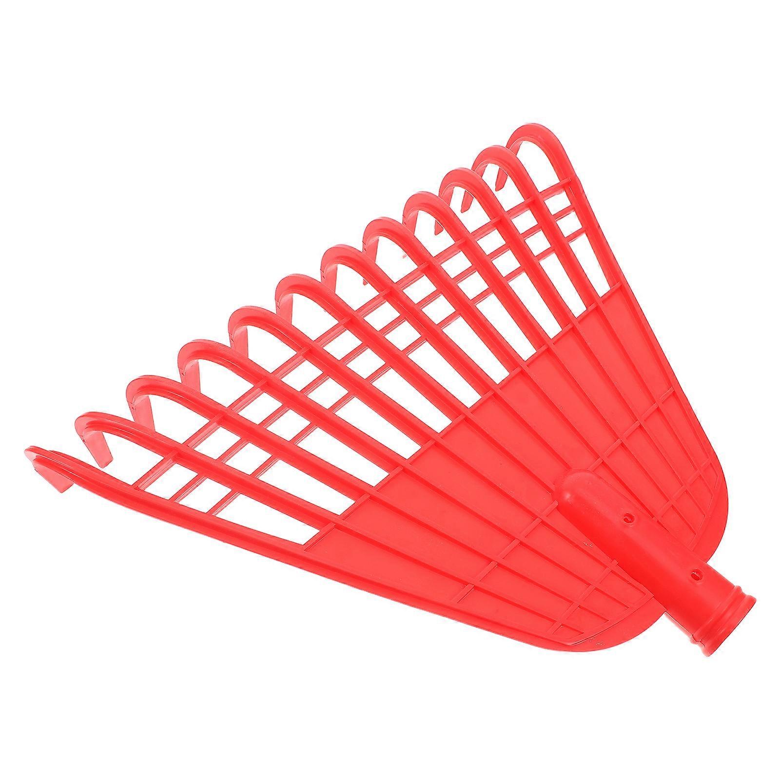 Durable Plastic Garden Rake for Efficient Leaf Cleanup and Lawn Leveling Red PP
