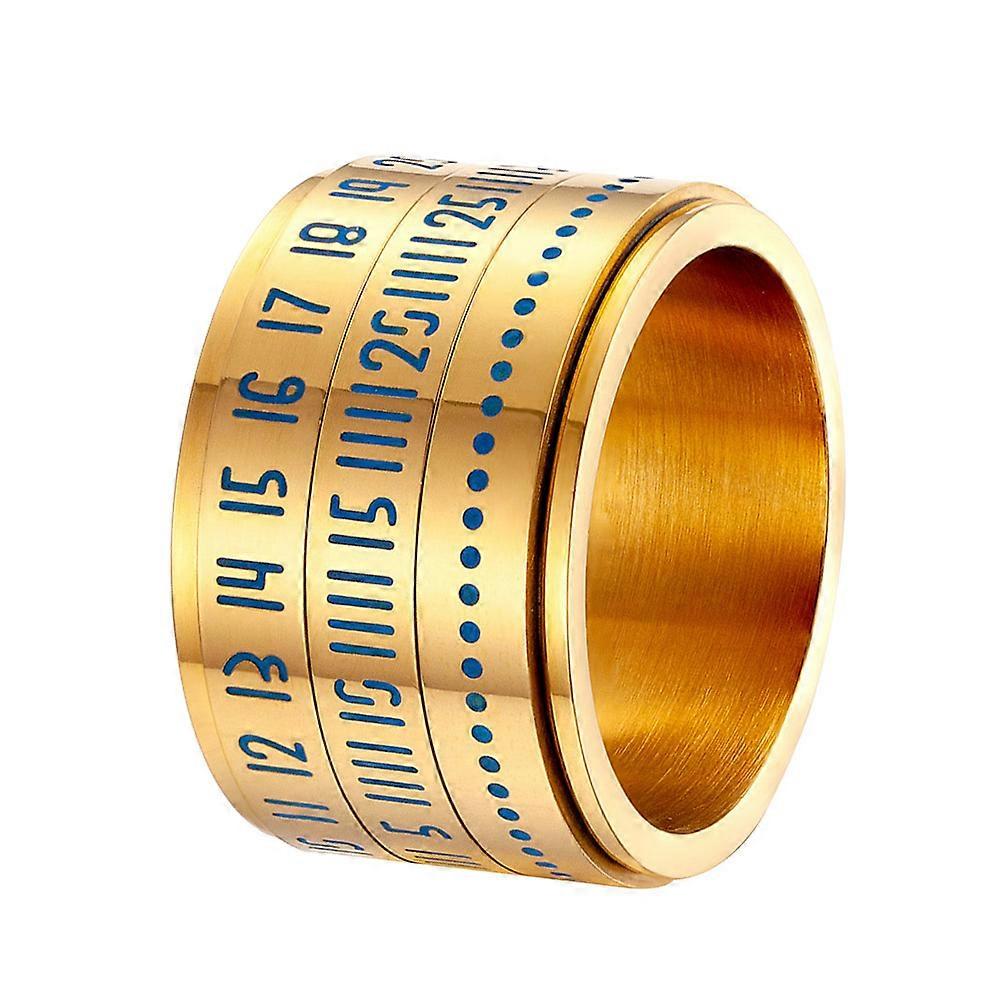 Men Rotating Ring Luminous Arabic Number Design Golden 1Pc Size 12