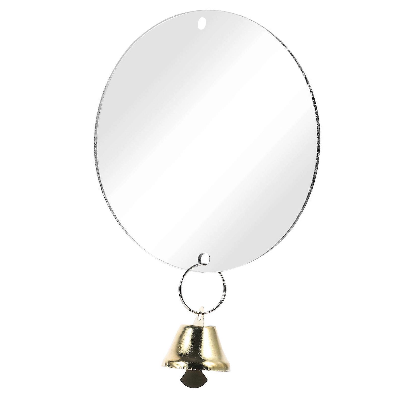 Mirror Bird Parrot Toy Bird Cage Hanging Ornament for Bird Cage with Bell (Random Bell Color)