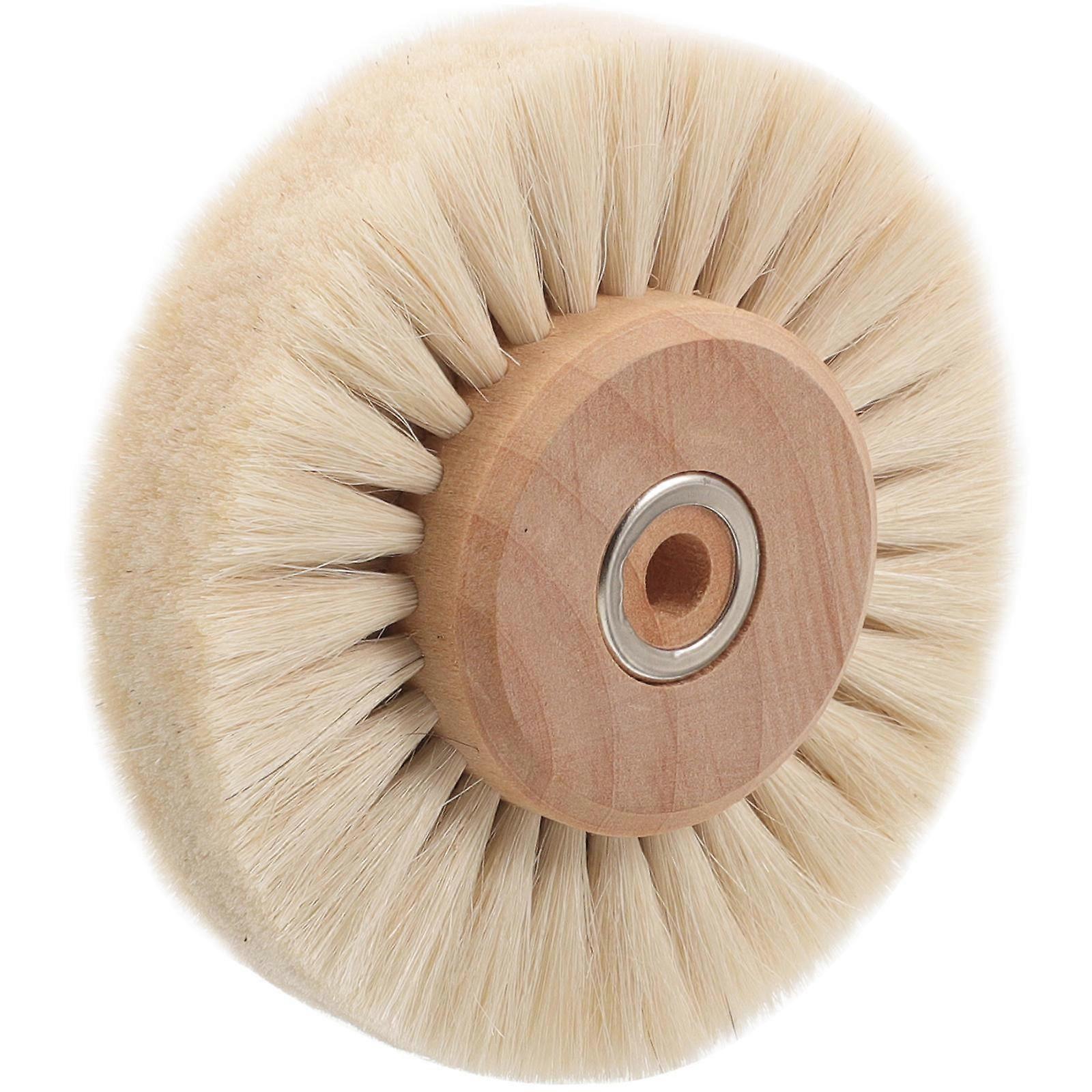 Wood Core Brush Wheel with Soft White Bristles for Polishing Stone Crevices, Rust Removal & Fine Cleaning – Reusable Drill Attachment for Precision