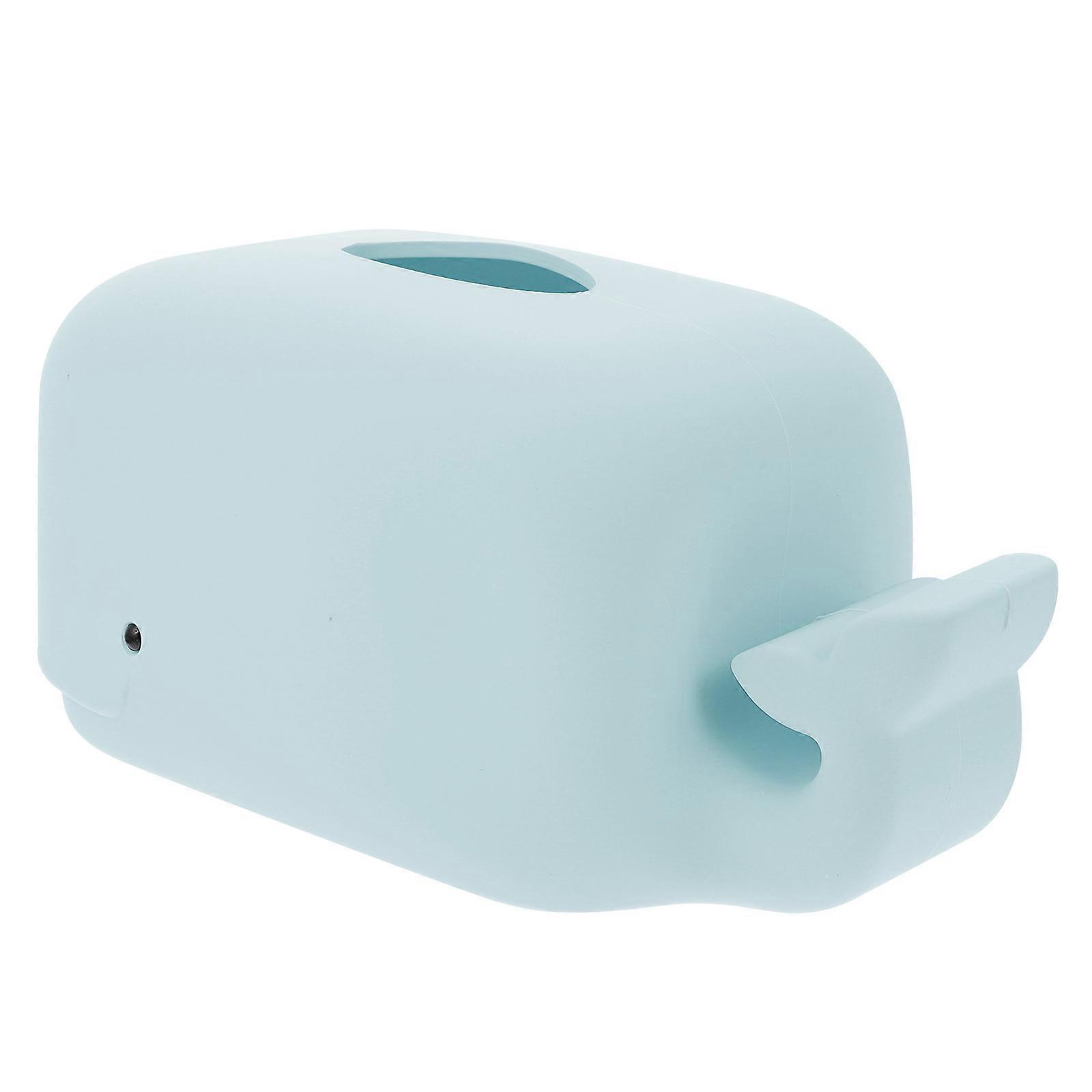 Cute Tissue Box Holder For Tabletop Use Beautiful Blue Napkin Holder With Phone Support 1Pack