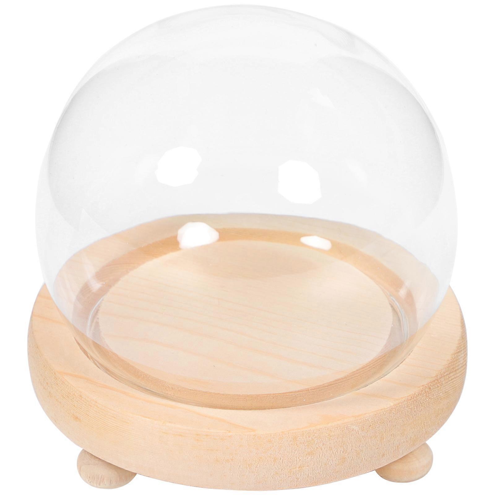 Assorted Display Dome for Decoration with Wooden Base Practical Design 1 Set