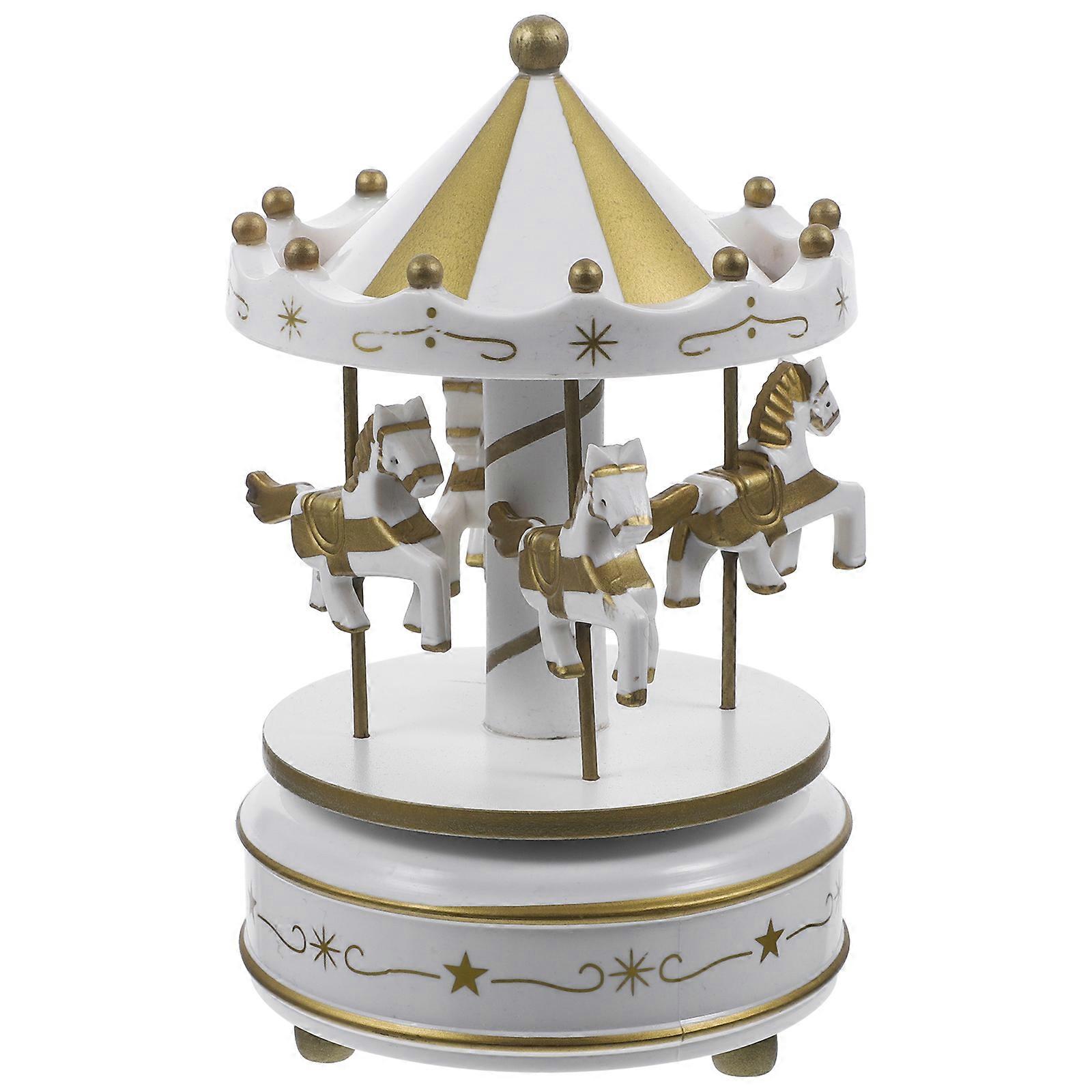 White Plastic Music Box with Carousel Design for Decor Use and Kids Gift Perfect for Home Decoration