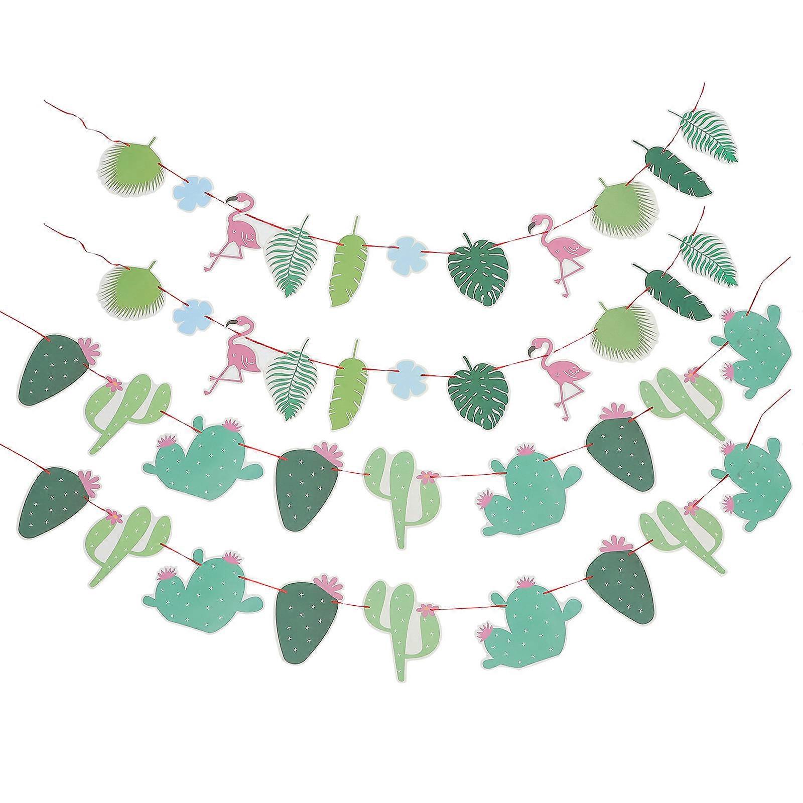 Paper Hawaiian Banner for Decoration with Assorted Colors and Cactus Theme 4pcs