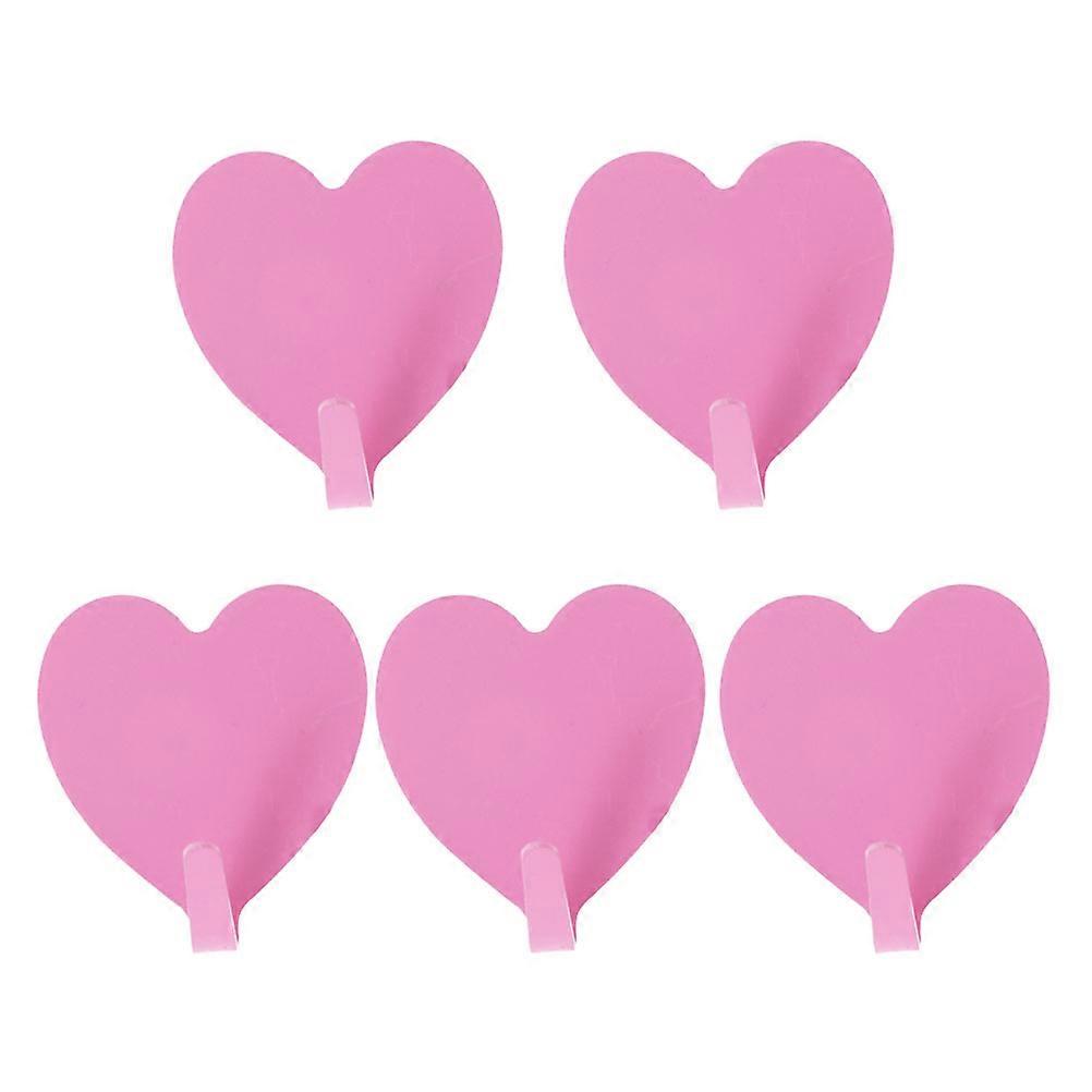 خطافات حائط من الفولاذ المقاوم للصدأ على شكل قلب وردي للمكتب المنزلي بسعة كبيرة وتصميم 5 قطع