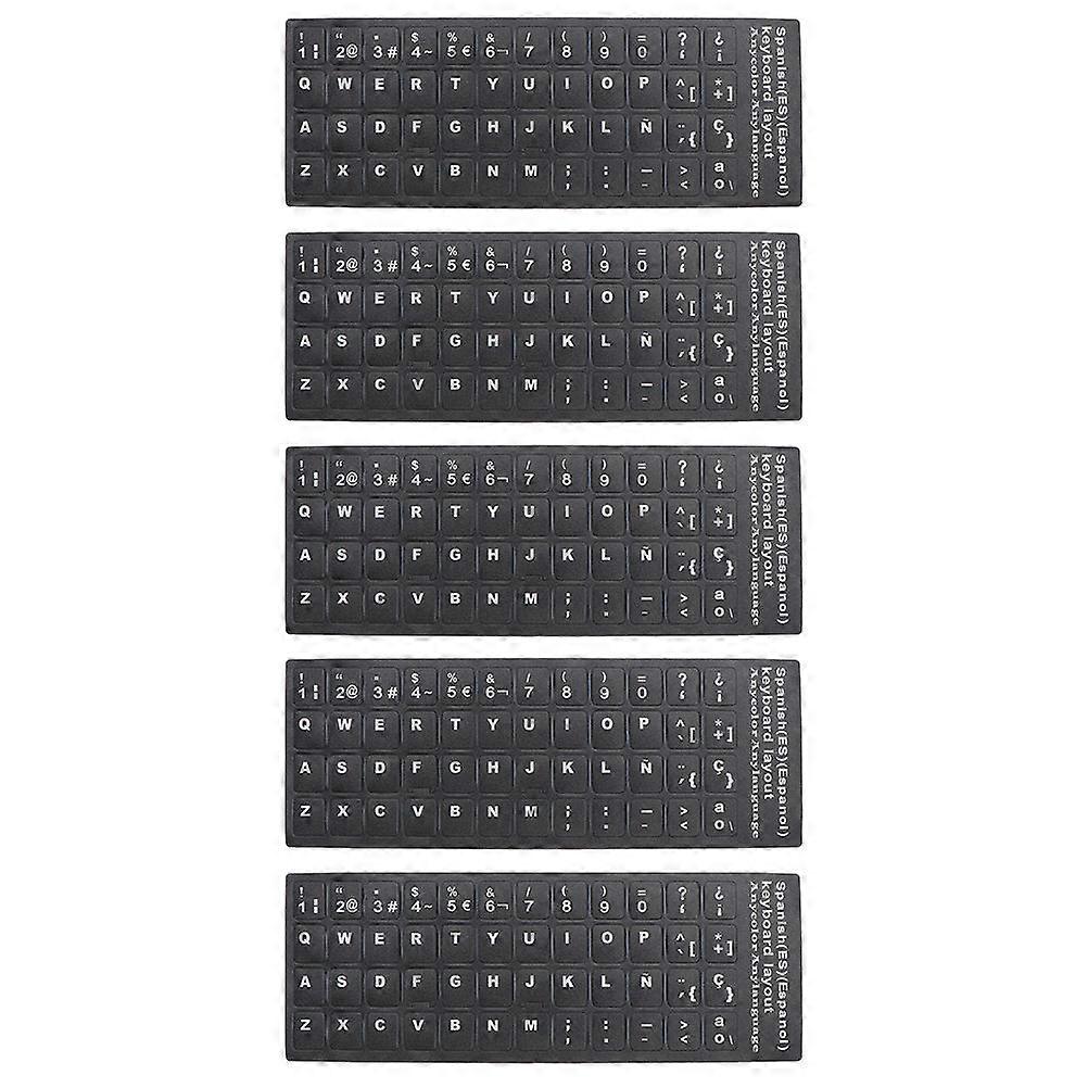 Keyboard Stickers Computer 5 Sheets Rectangular Style Black PVC for Home Use Office Work School Study