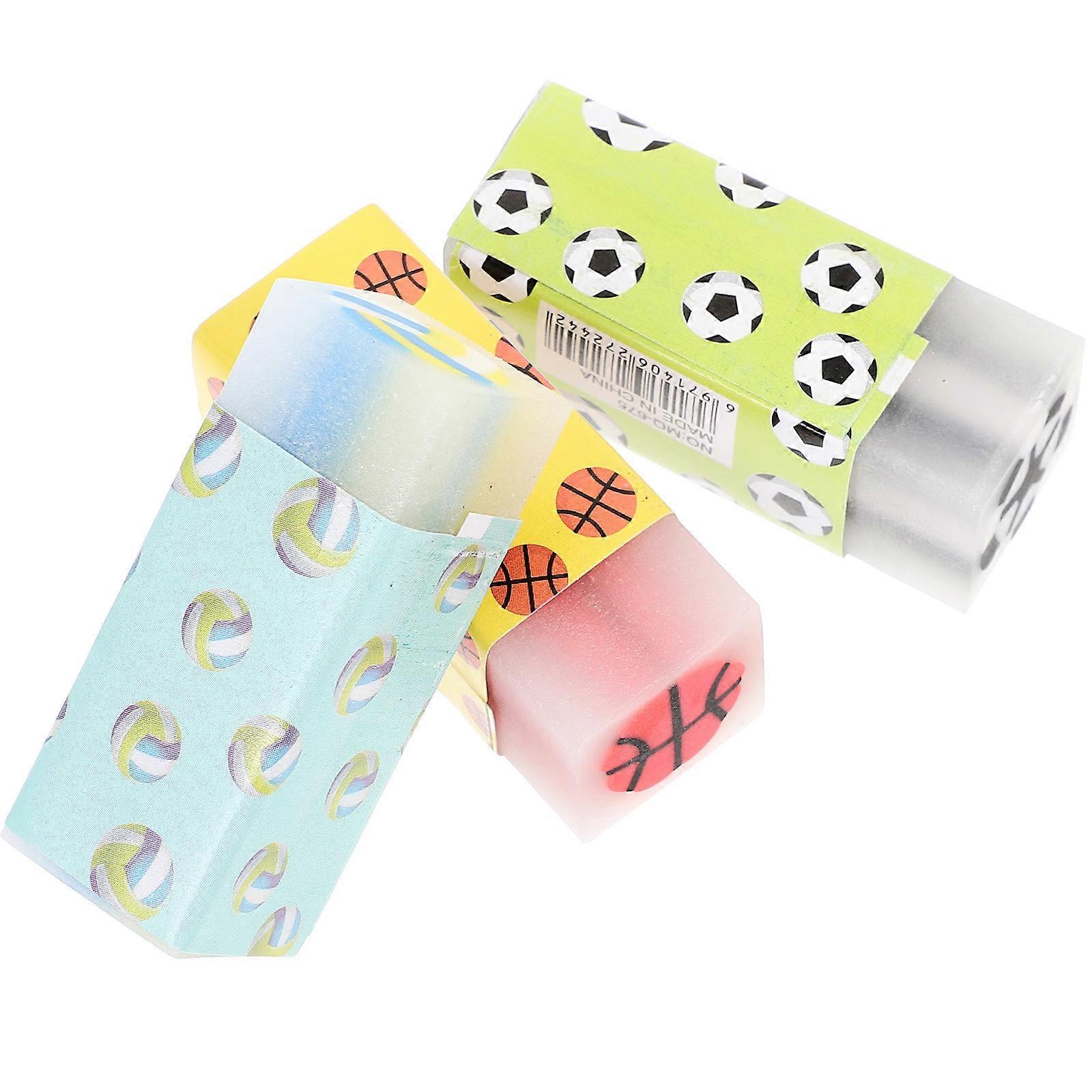 Kawaii Erasers for Kids Made of PVC Assorted Color Cartoon Balls Shaped Small Size Lightweight School Supplies