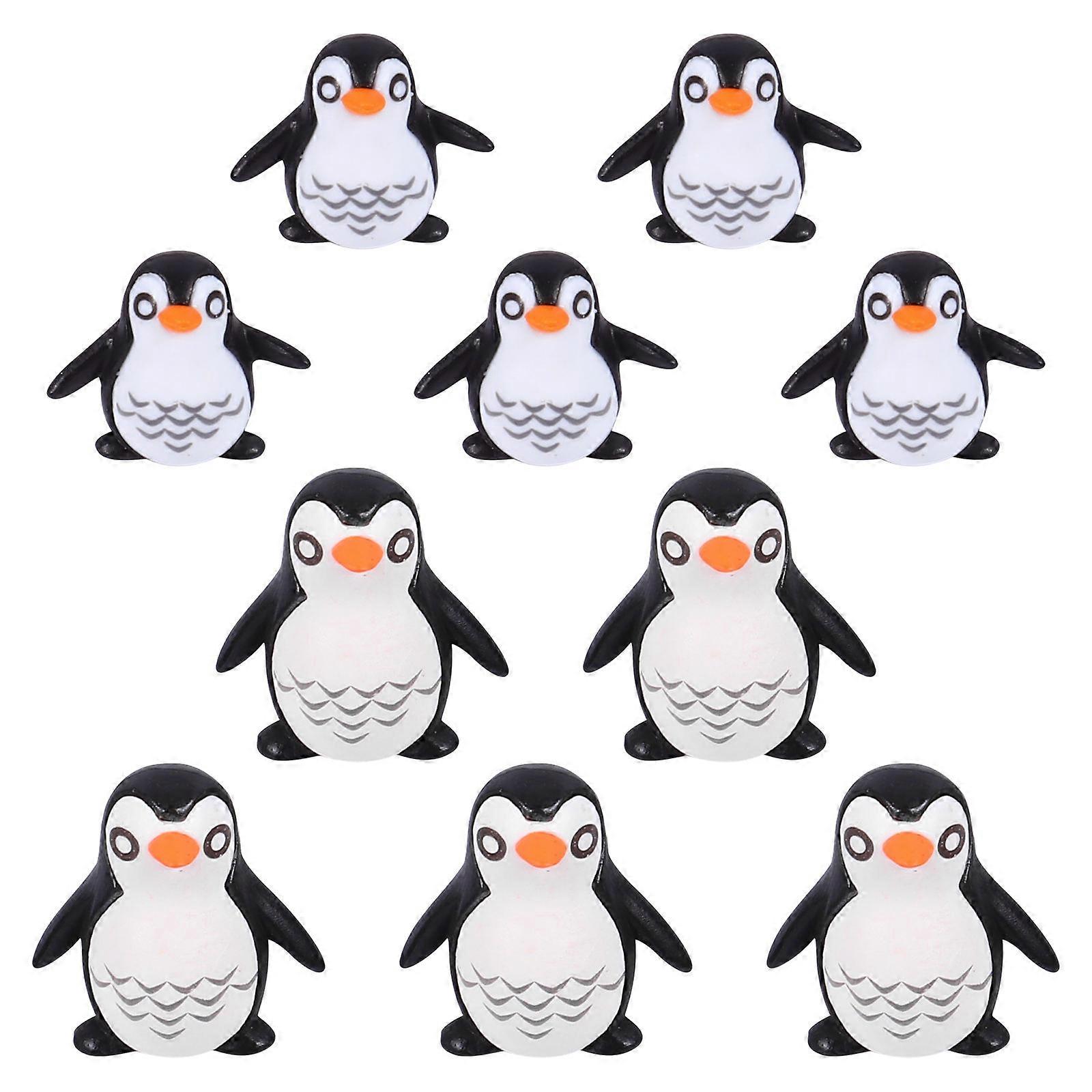 Miniature Penguin Figures 10Pcs Creative Play Educational Purpose Children Room Hand Painted Ornaments