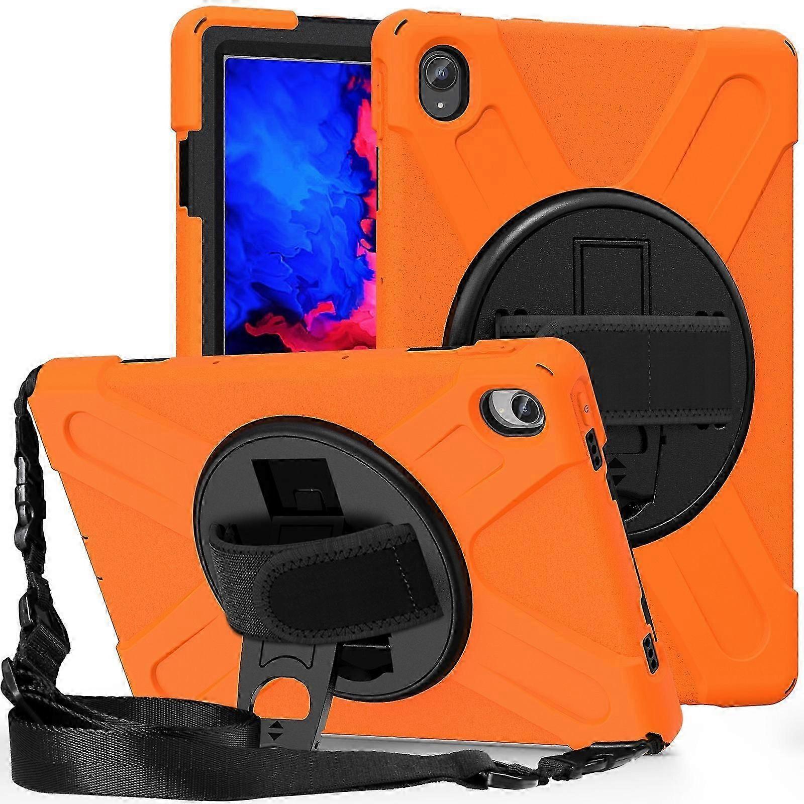 Tablet Case For Lenovo Tab P11 Silicone Hybrid PC Tablet Case with Grip &Shoulder Strap(Orange)