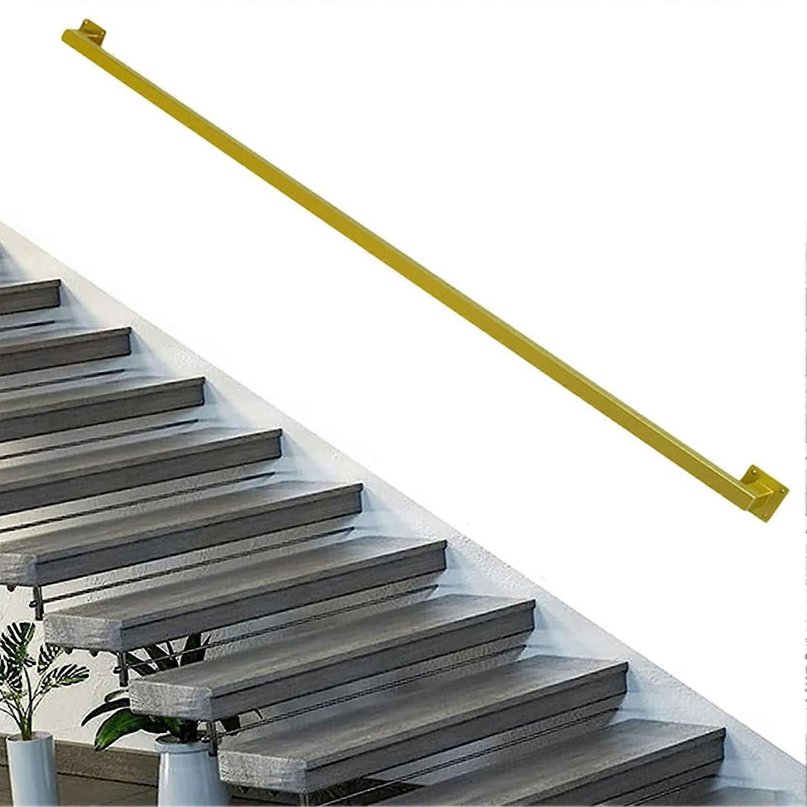 Wrought Iron Industrial Metal Handrail, 12ft/360cm Square Stair Railing for Indoor and Outdoor Use, Galvanized Pipe Design