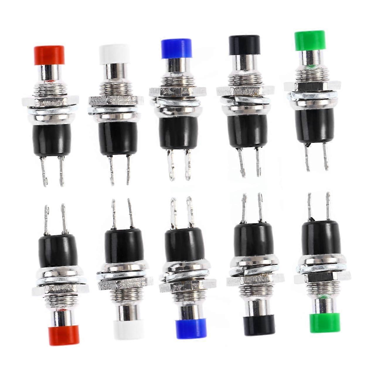 SPST Short Term Lock Pressure Switch Pack of 12 in Red Green Blue Easy to Install for Electrical Appliances and Tool Boxes