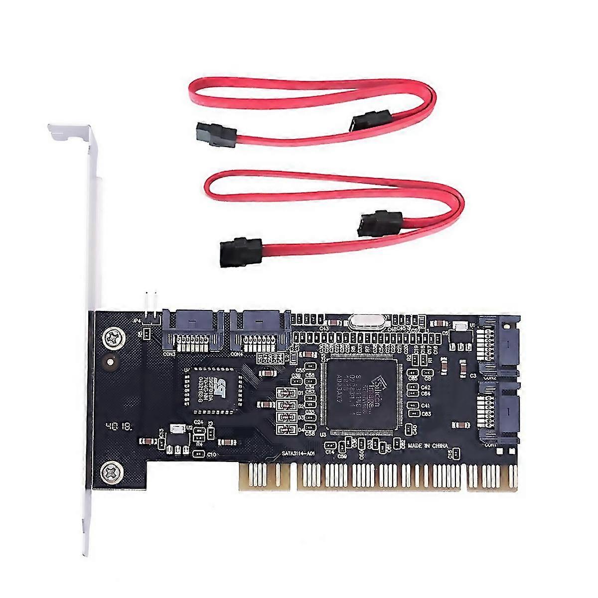 4 Ports Pci Sata Raid Controller Internal Expansion Card With Two Sata Cables For Desktop Pcsuppor