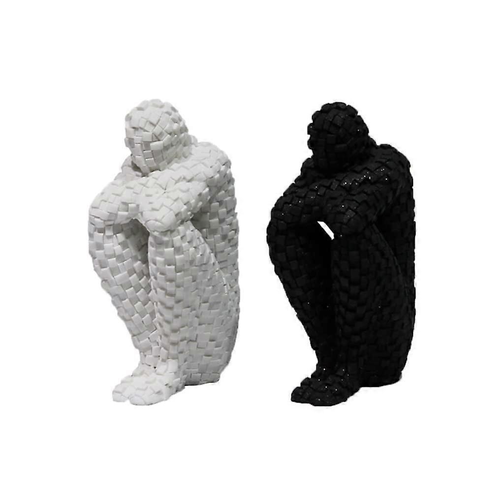 Decorative bookends, modern creative, sandstone, thinker, book stand, white, black