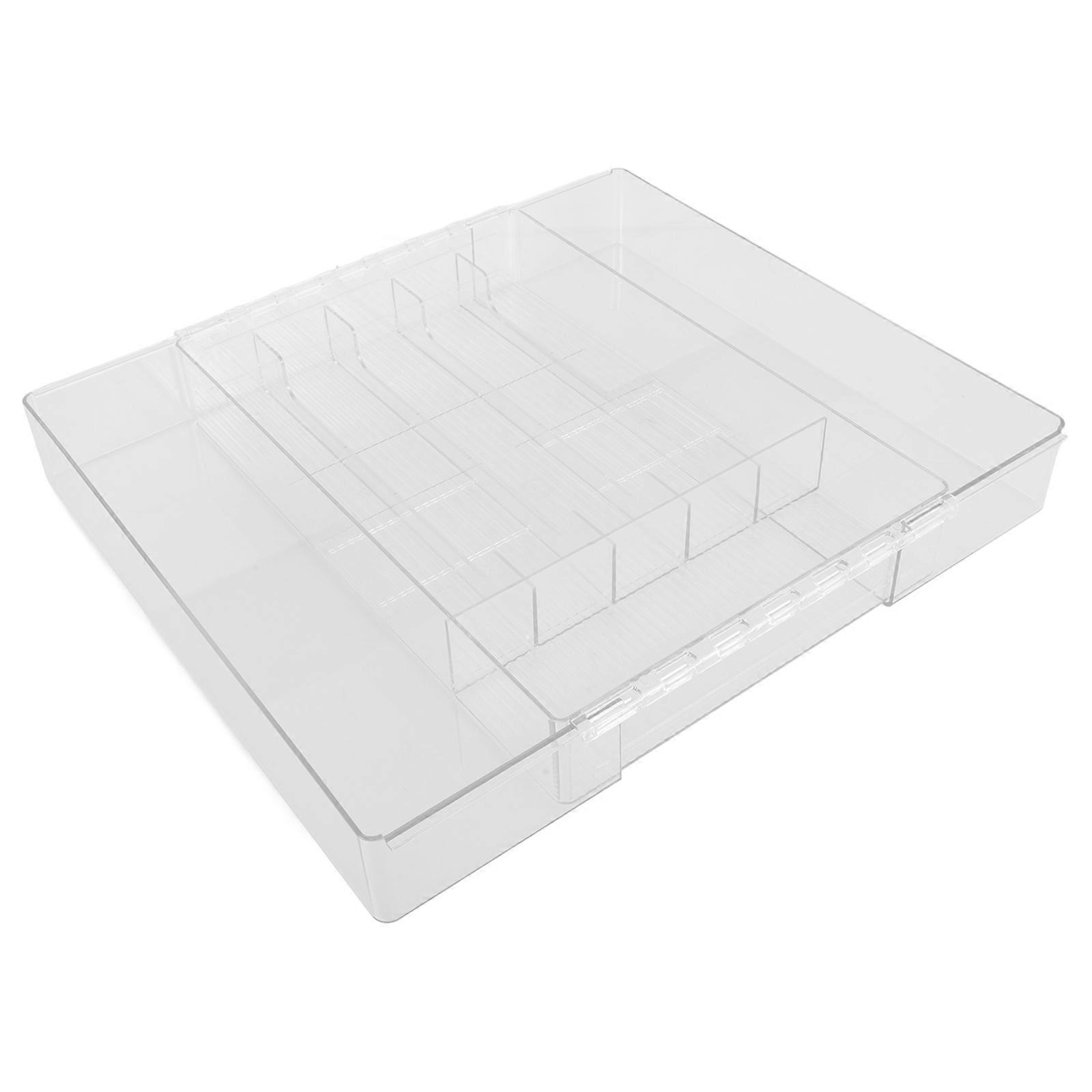 Multi Compartment Expandable Silverware Organizer Tray for Kitchen or Office Utensil Storage – Acrylic Drawer Organizer for Tidy Spaces