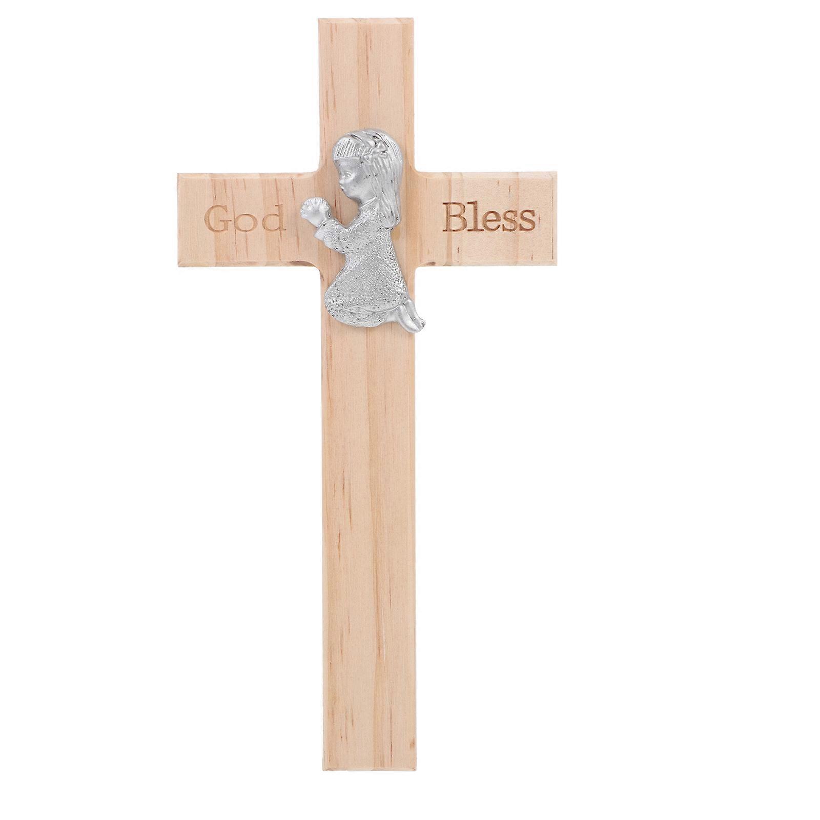 Durable Silver Hanging Cross Ornament for Decor with Smooth Surface and Craftsmanship 6.5 inches