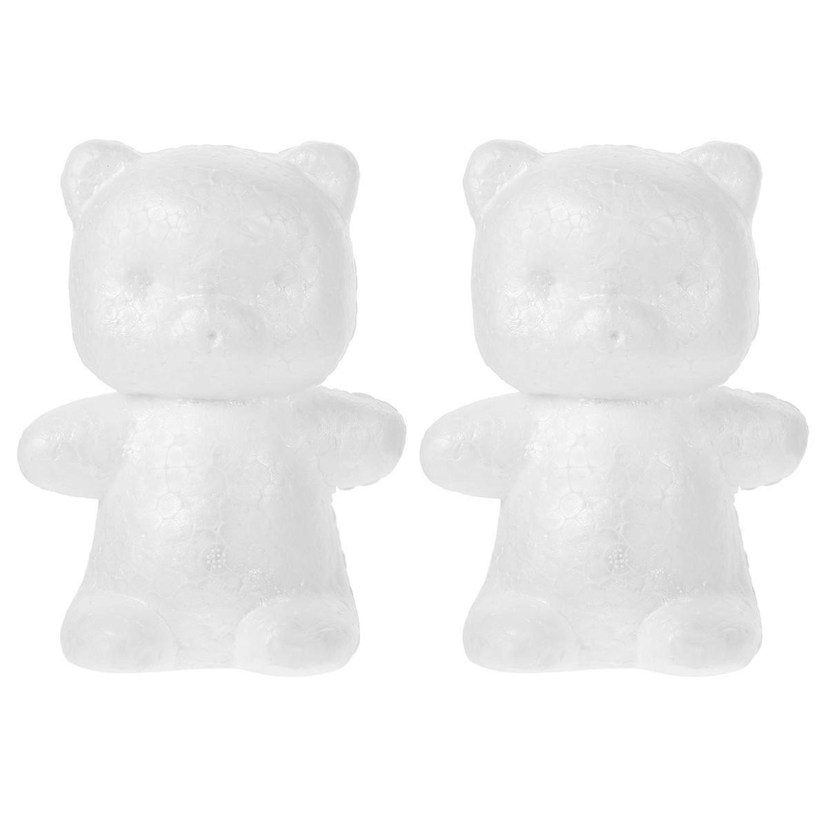 2pcs DIY White Bear Molds for Creative Craft Projects Bear Sculptures Perfect for Decorating with Flowers, Ribbons, and Paint for Winter and
