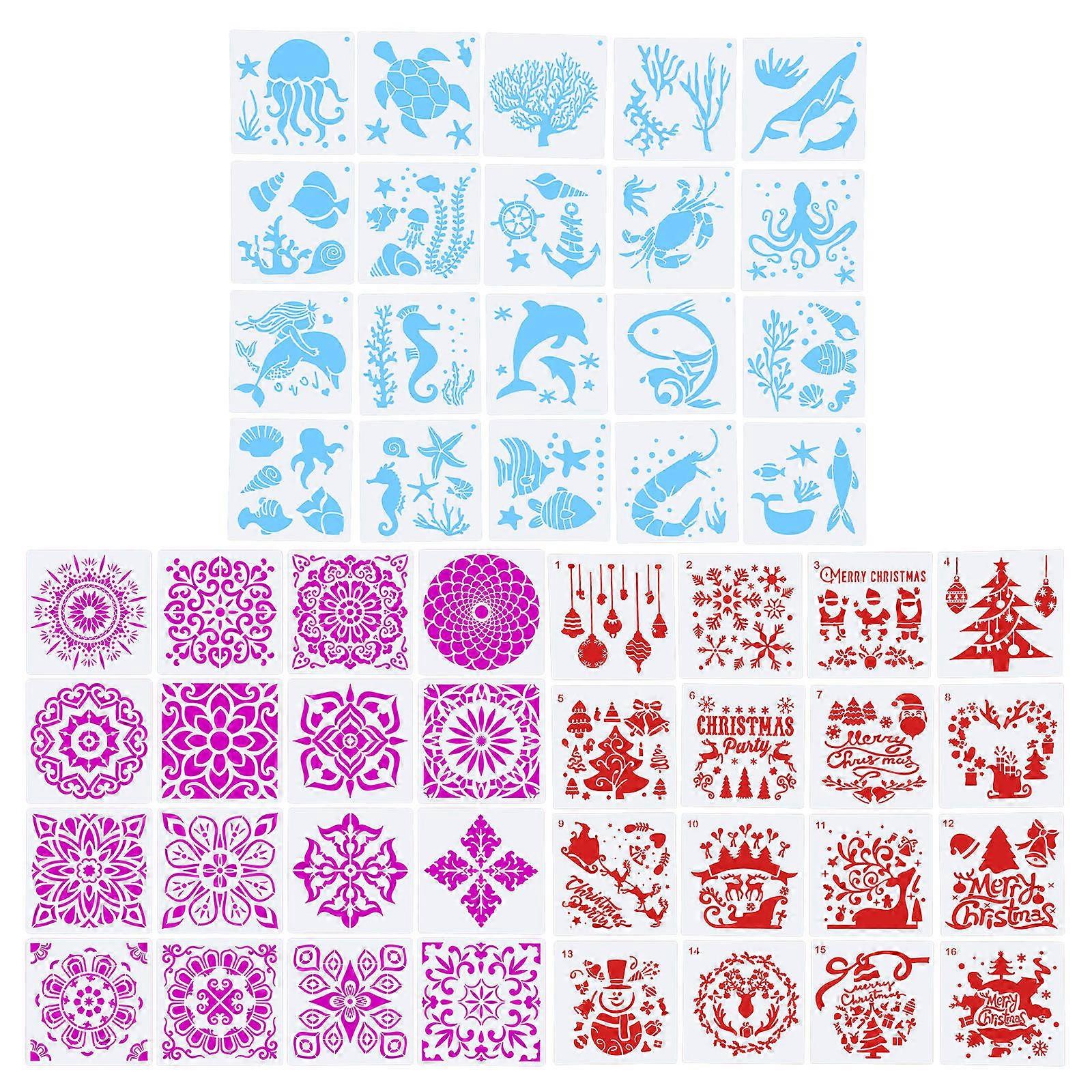 Επαναχρησιμοποιήσιμα στένσιλ για τη ζωγραφική 52Pcs πρότυπα θεμάτων Χριστουγέννων δημιουργημένα για δώρο δίνοντας μοναδικά είδη τέχνης