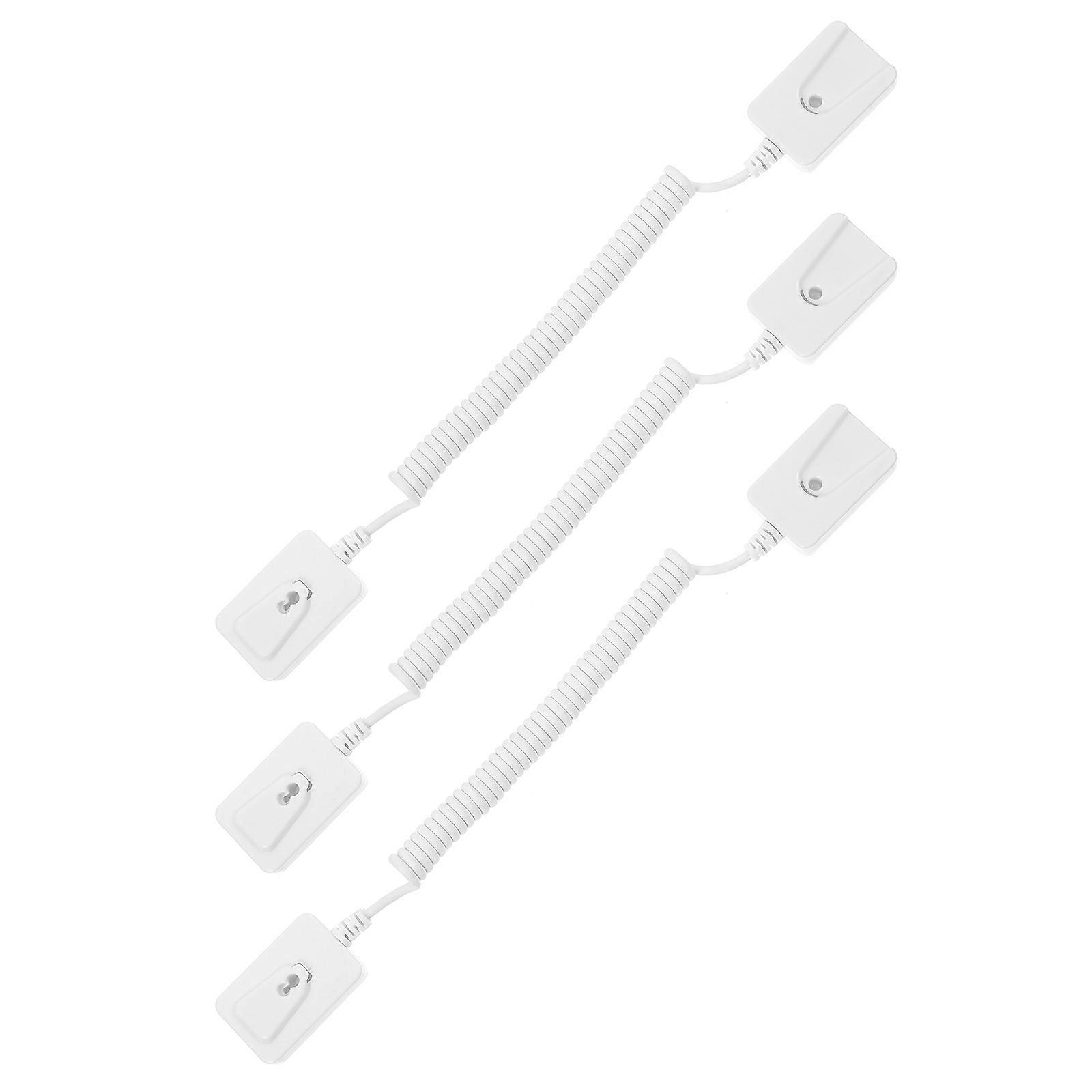 3 Pcs Retractable Cable with Self Adhesive Hook for Remote, Control, Phone, Tablet Compact, Easy Installation, No Drilling, White