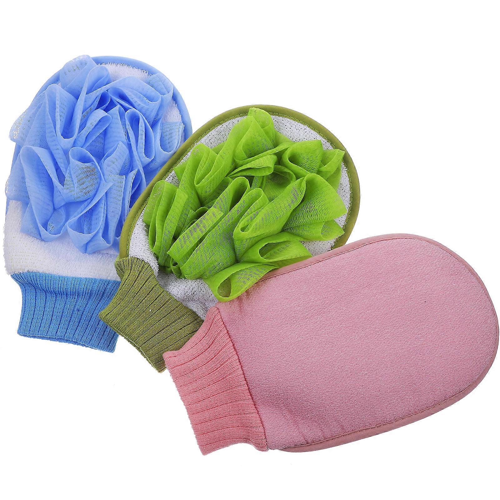 Body Wash Towel 3Pcs Rectangular Bath Sponge Adults Shower Mesh Design Assorted Color Removes Dead Skin