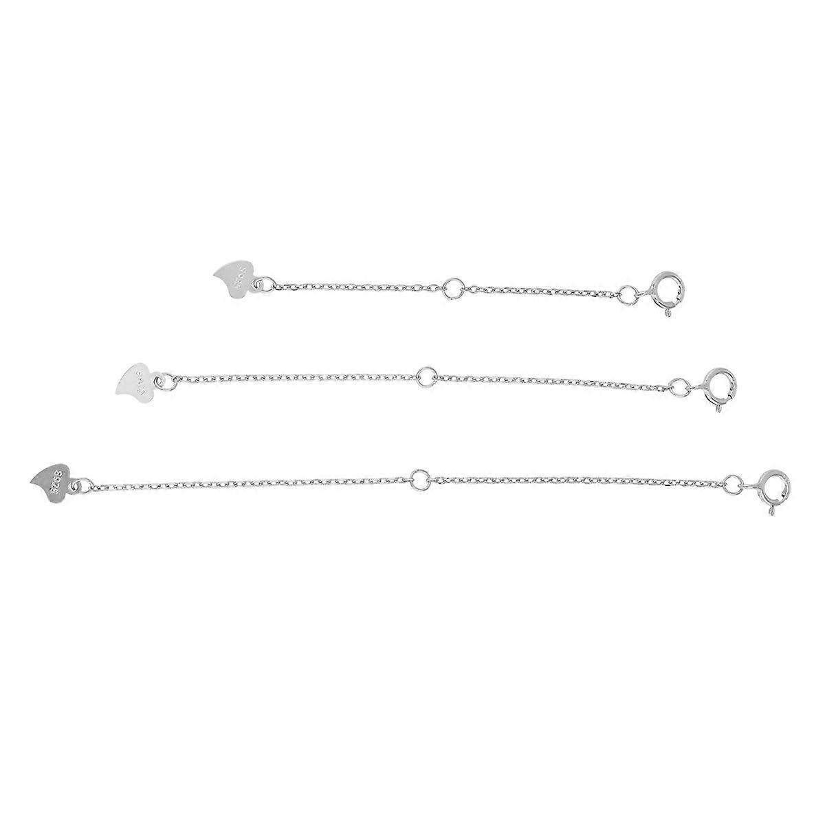 3pcs Silver Chain Extender for DIY Bracelets & Necklaces – Durable Jewelry Making Accessory with Heart Design & Spring Snap Closure