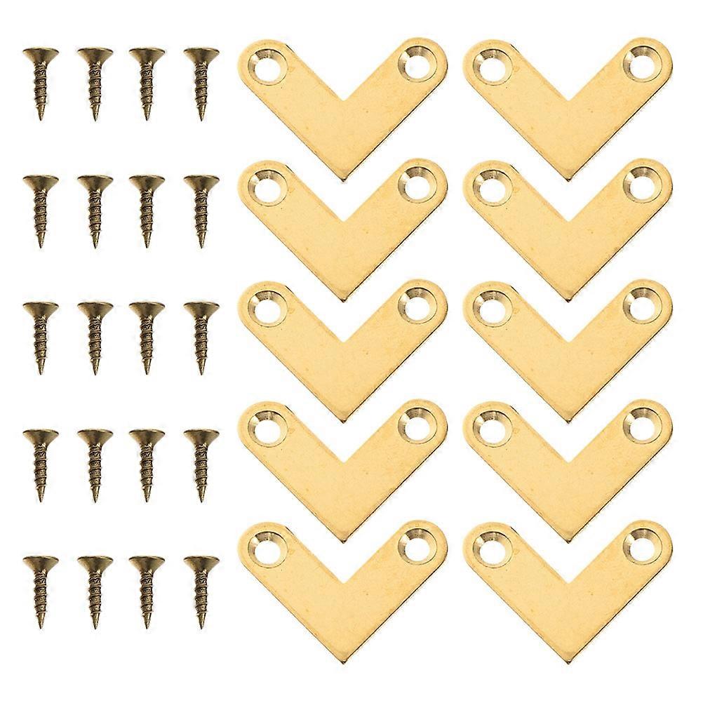 Brass L Shape Corner Brackets Right Angle Connectors For Picture Frame Installations Repair Work 10Pcs Copper Material