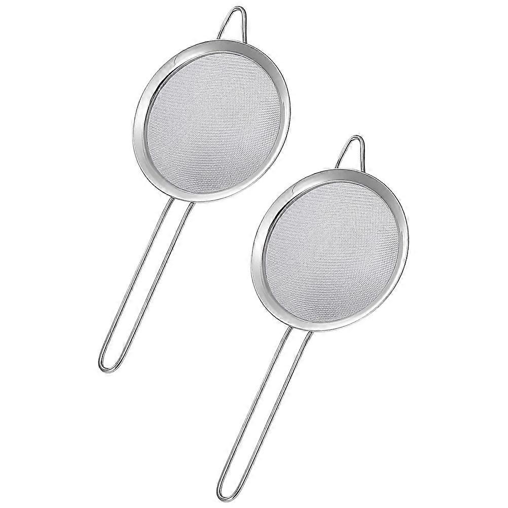 Fine Mesh Sieve 2Pcs Convenient Flour Sifter Round Stainless Steel For Tea Filtering