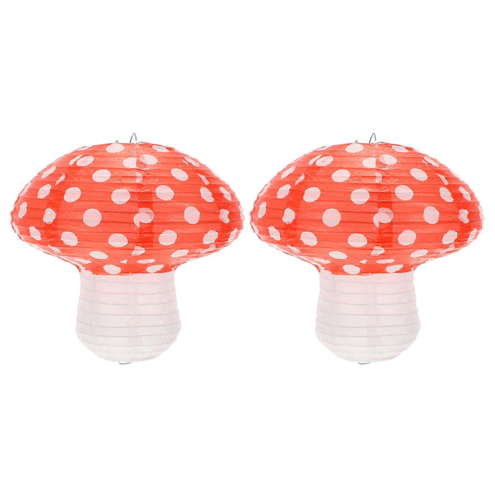 2pcs Beautiful Paper Lanterns Practical Mushroom Lanterns Stylish Mushroom Decor