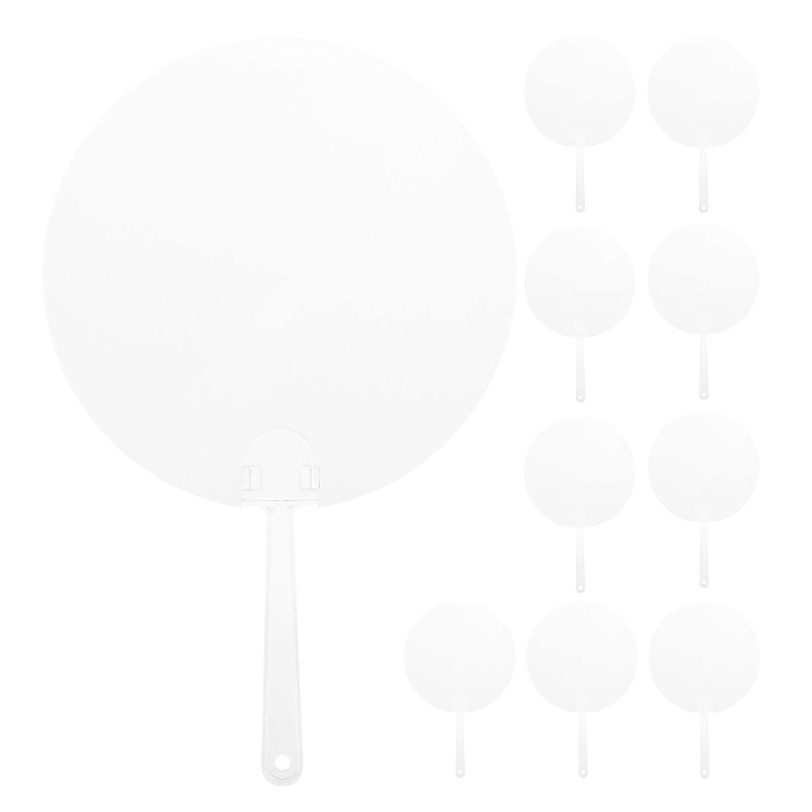100Set Transparent Round Hand Fan Design DIY Crafts Summer Performance Cooling Supply