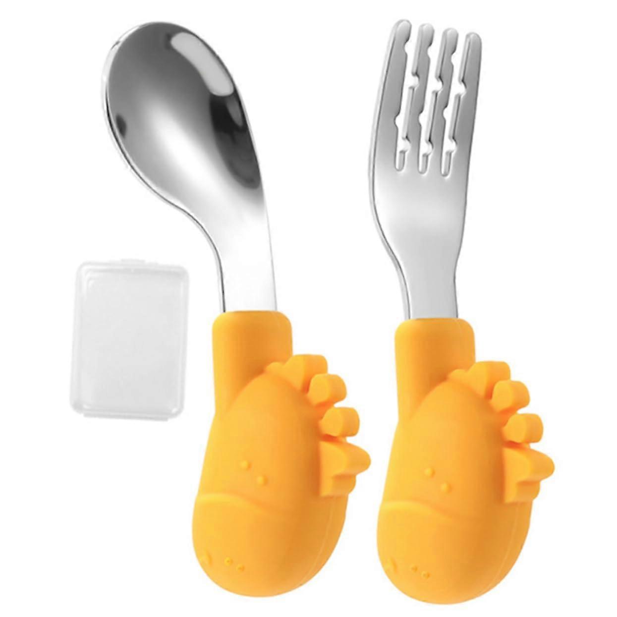 1 Set Utensils Lovely Forks and Spoon with Storage Container Durable and Temperature Resistant Cutlery for Weaning and Feeding Essentials