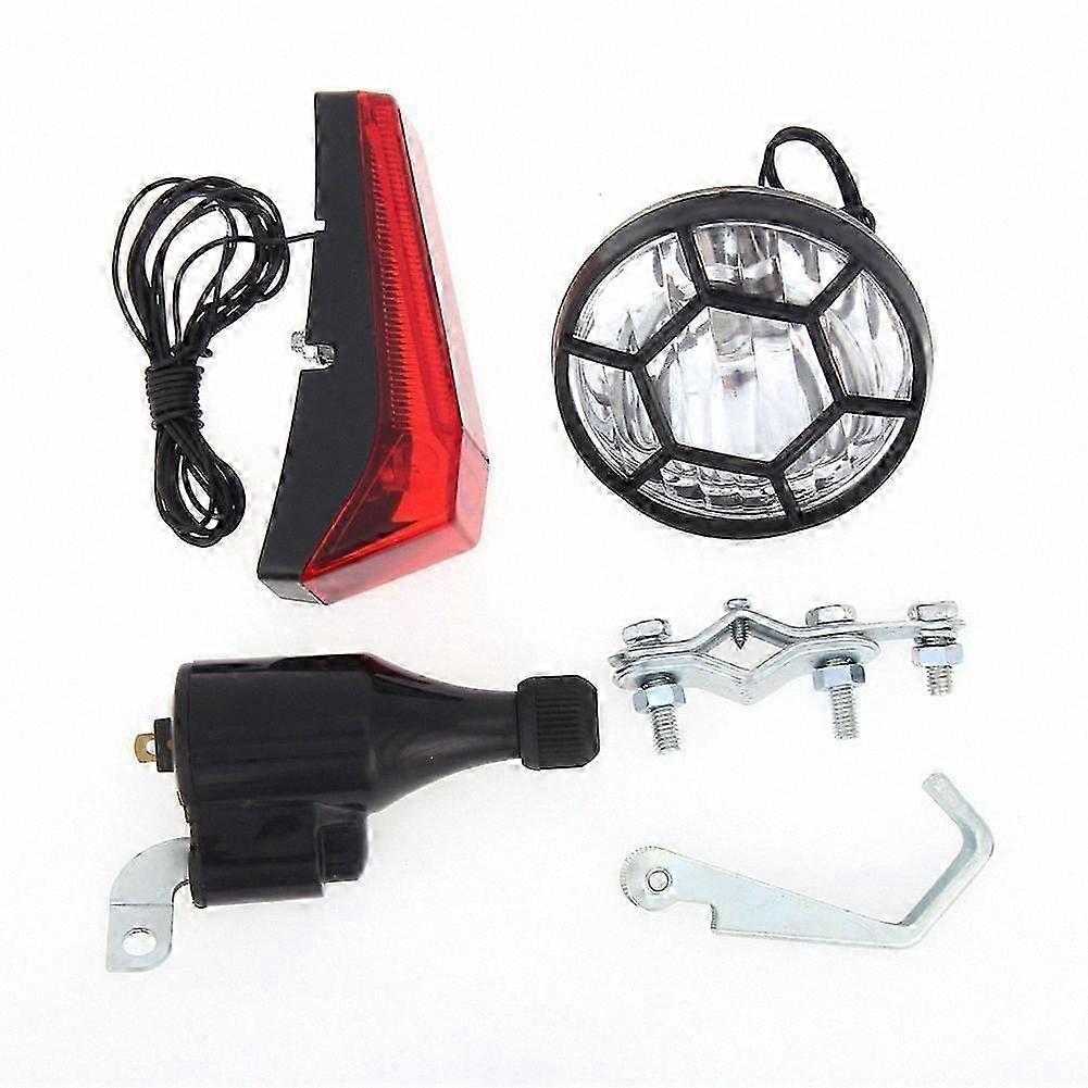 6V 3W Bicycle Dynamo Headlight and Tail Light Kit with Friction Generator for Bike Lighting Accessory