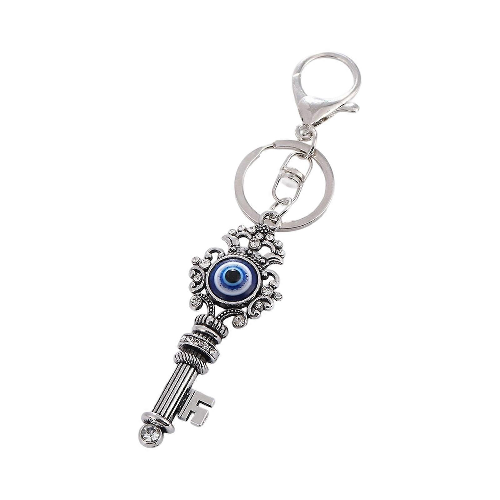 Trendy Crystals Protective Symbol Keychain Sturdy Alloy Craftsmanship for Daily Use or Gifting  Silver