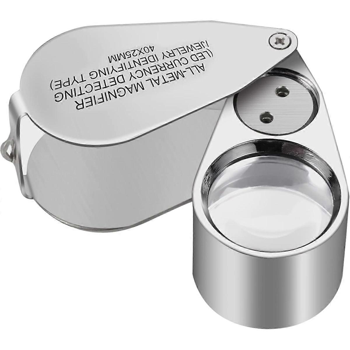 40X Jewelers Loupe Magnifier with LED/UV Illuminated for Gems