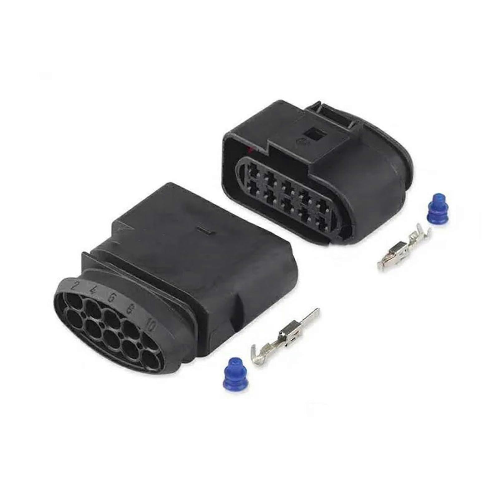 10-Pin Waterproof Auto Temperature Sensor Plug Connector Set 5 Pairs 1J0973835 1J0973735 Compatible with Trucks