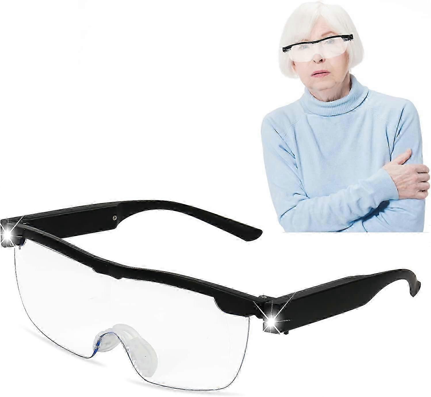 2025 Magnifier Glasses with 2 Lights LED Headband - 250% Magnifier, Professional Jeweler Magnifier USB Rechargeable Hands Free, Corrective Vision Prot