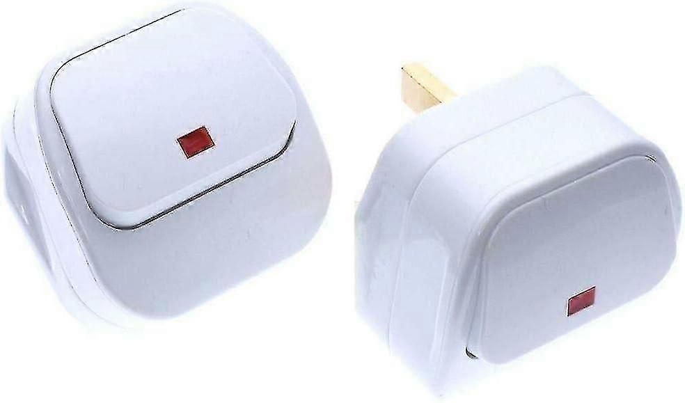 3-poliger geschalteter Netzstecker weiß mit großer Swtch-Neon-Anzeigeleuchte für Zuhause, Arbeitsplatz-1 Stück - Q39