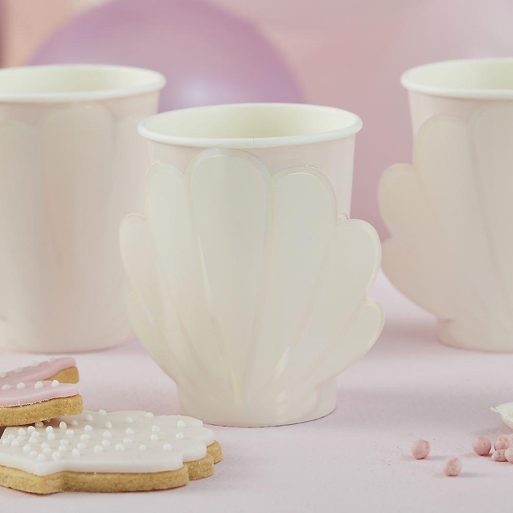 Iridescent and Pink Mermaid Shell Paper Cups Pack of 8
