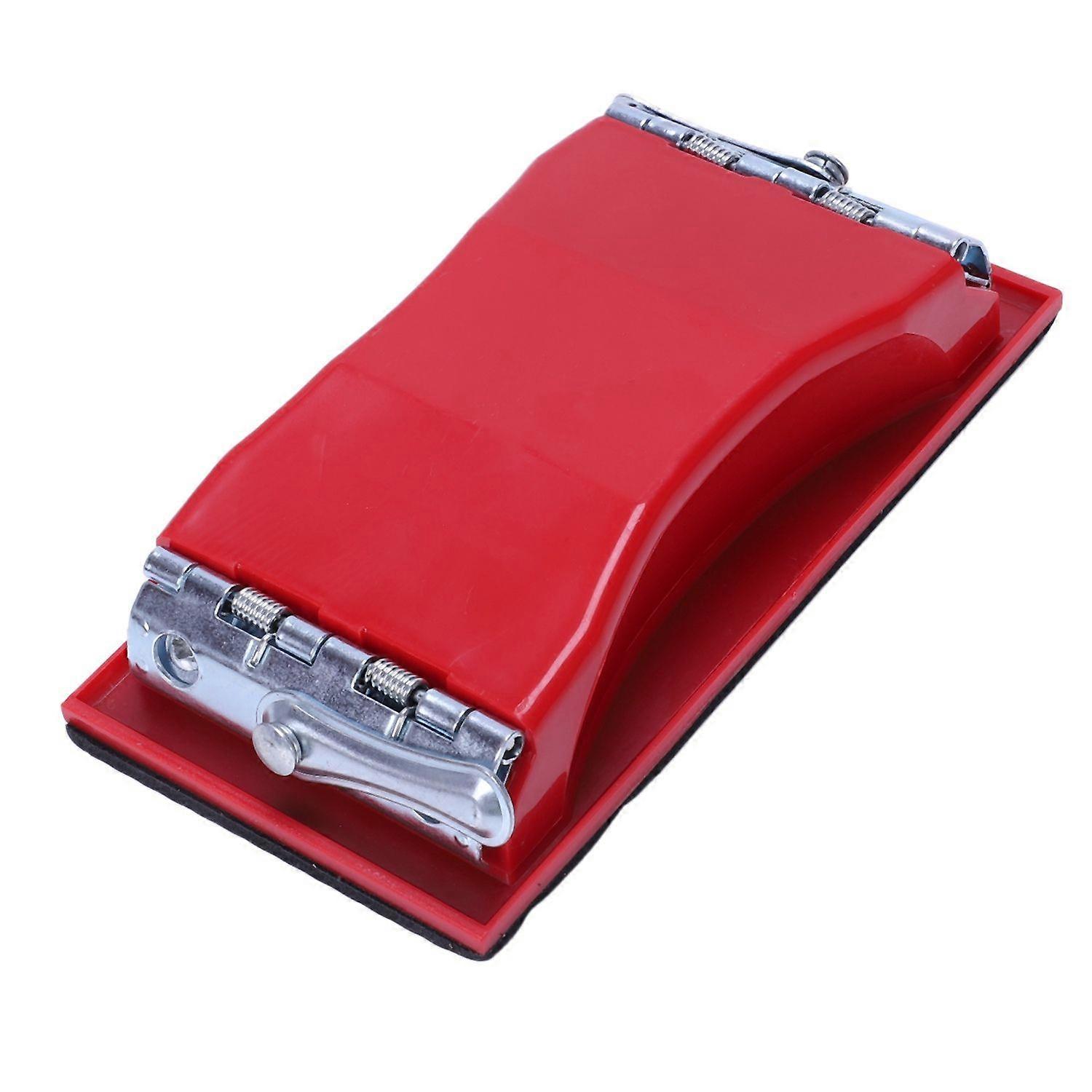 Rectangle paper grit sandpaper holder hand red black