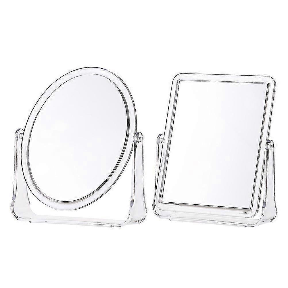Lady Makeup Mirror Durable Compact Size Desktop Design Square Room Accessory 2Pcs