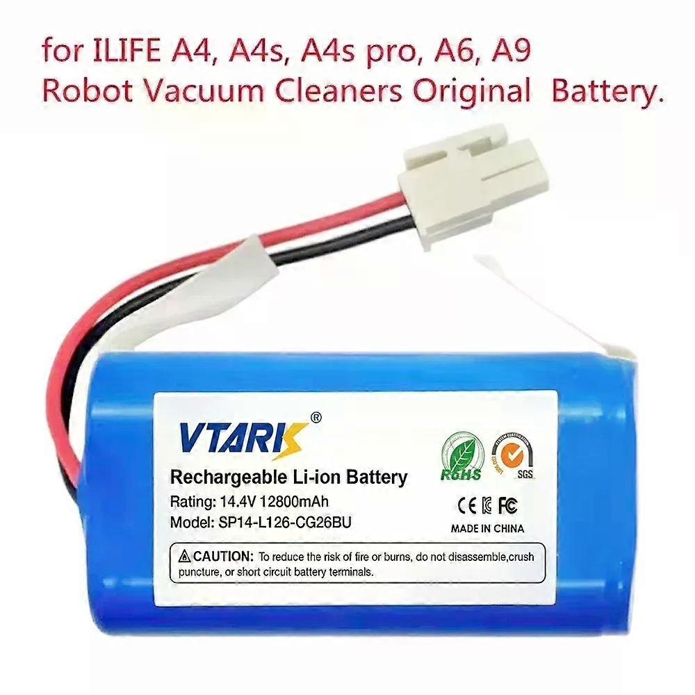 Apply NEW 14.8V 12800mAh 14.4V 9800mAh Lithium Battery For ILIFE A4 A4s V7 A6 V7s Plus Robot Vacuum Cleaner ILife 4S1P Real Capacity